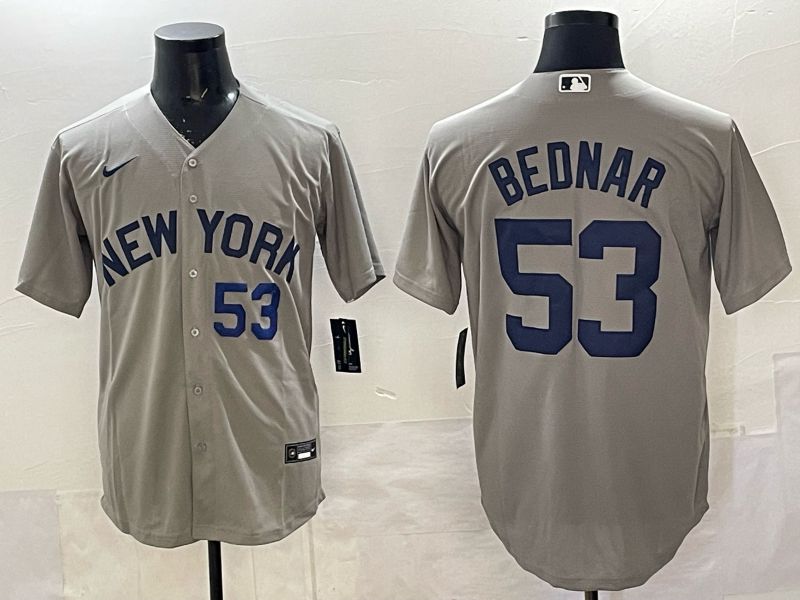 Men New York Yankees #53 Bednar Grey Game Nike MLB 2025 Jersey 07